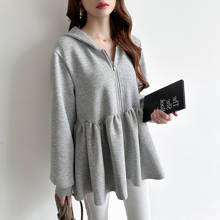 カジュアルに、大人フェミニン。 ペプラムパーカー ジップパーカー | COCOMOMO | 詳細画像6 