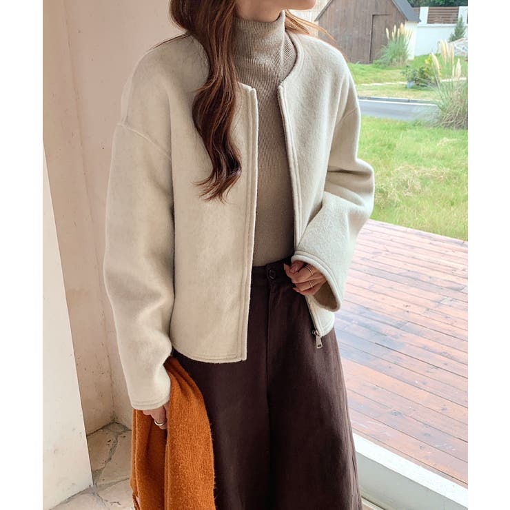 未使用タグあり marni ボンディング　ノーカラー　ブルゾン　ショート丈 quaranciel ブルゾン アウター quaranciel:「洗濯機可能」ダンボール