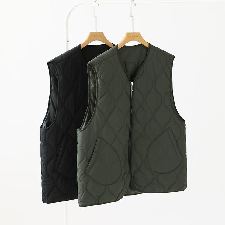 キルティングベスト Vネックベスト 中綿ベスト | COCOMOMO | 詳細画像12 