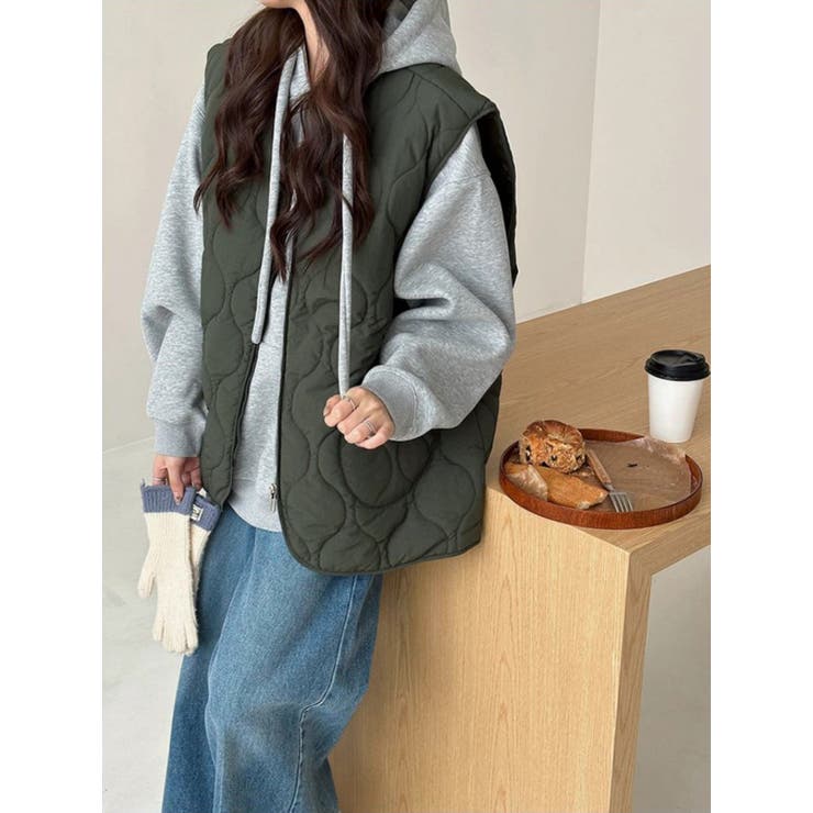 キルティングベスト Vネックベスト 中綿ベスト | COCOMOMO | 詳細画像3 