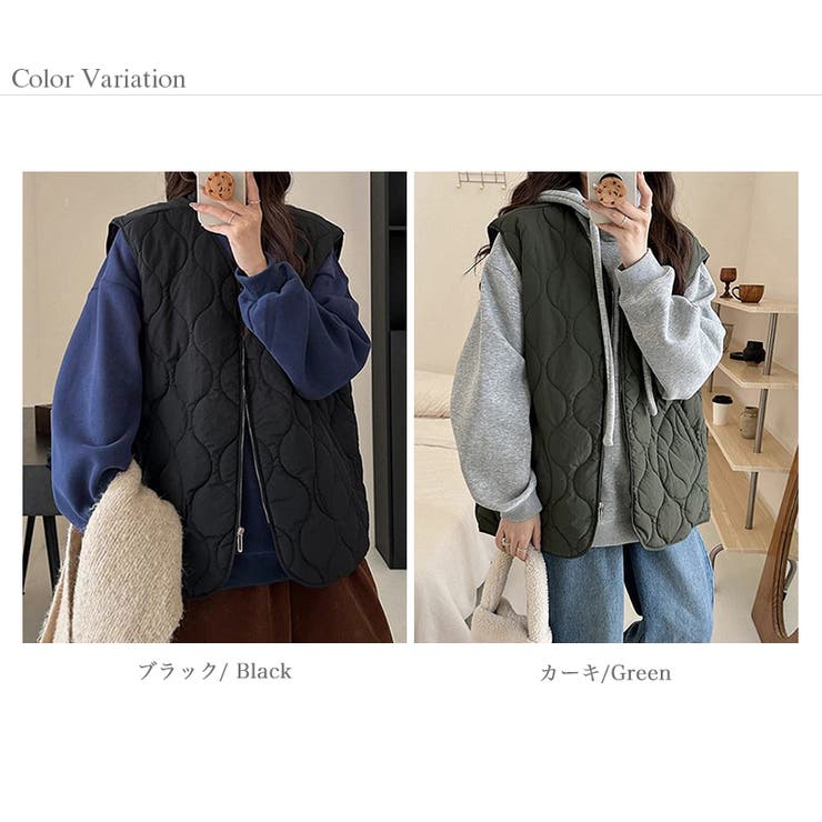 キルティングベスト Vネックベスト 中綿ベスト | COCOMOMO | 詳細画像15 