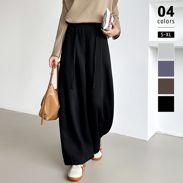 ブラック | スウェットカーブパンツ スウェットパンツ ワイドパンツ | COCOMOMO