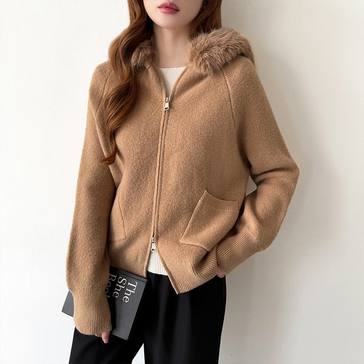 ふわふわファー付きパーカー ファーフードパーカー ニットパーカー | COCOMOMO | 詳細画像29 