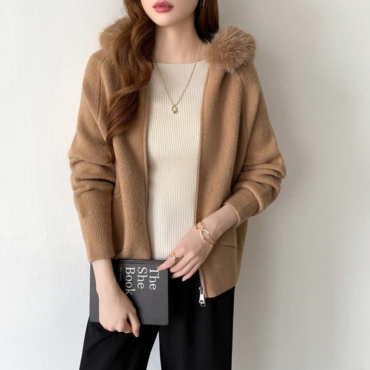 ふわふわファー付きパーカー ファーフードパーカー ニットパーカー | COCOMOMO | 詳細画像31 