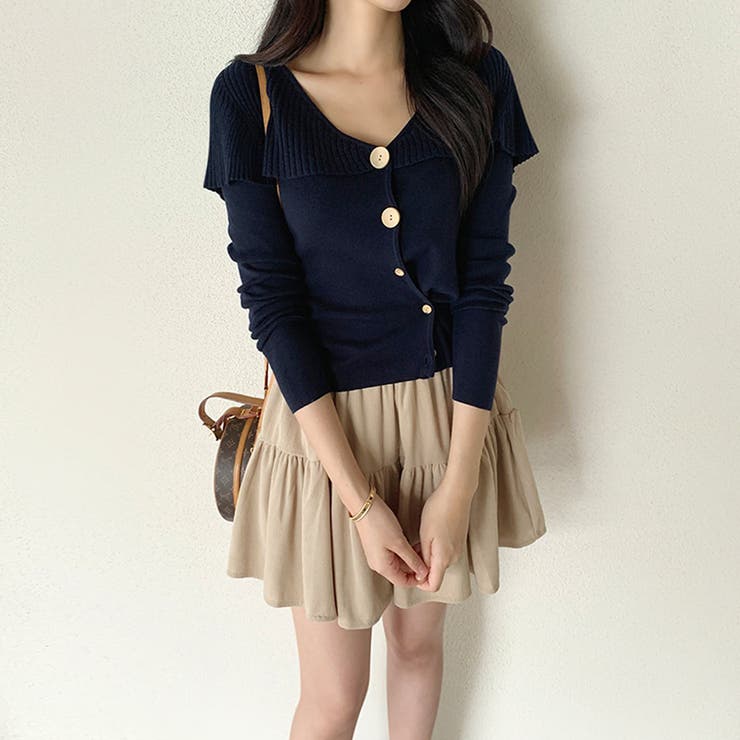 ビッグカラーニット カーディガン アシンメトリーニット | COCOMOMO | 詳細画像16 