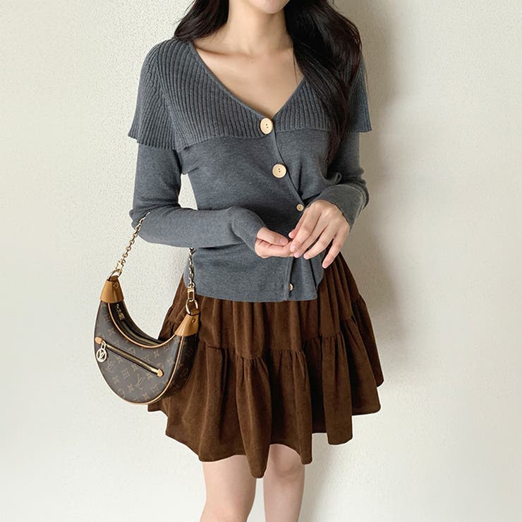 ビッグカラーニット カーディガン アシンメトリーニット | COCOMOMO | 詳細画像2 