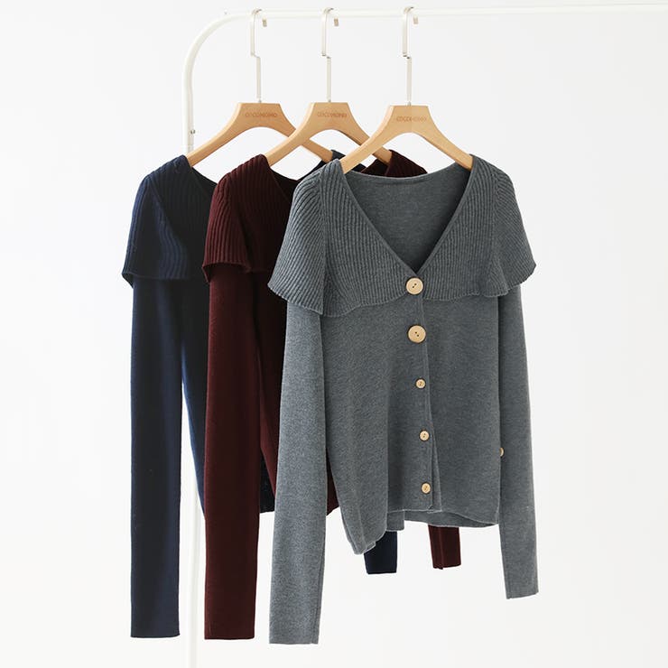 ビッグカラーニット カーディガン アシンメトリーニット | COCOMOMO | 詳細画像20 