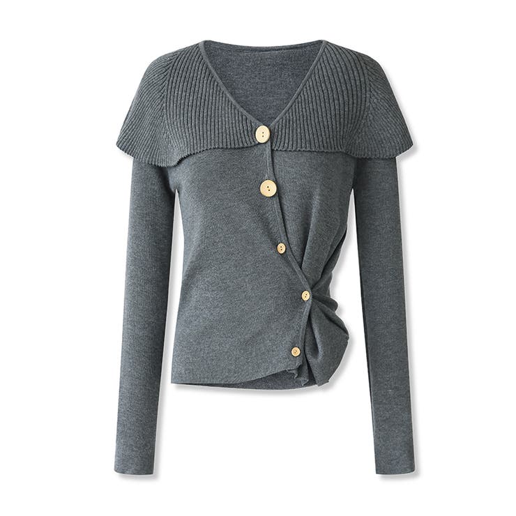 ビッグカラーニット カーディガン アシンメトリーニット | COCOMOMO | 詳細画像25 