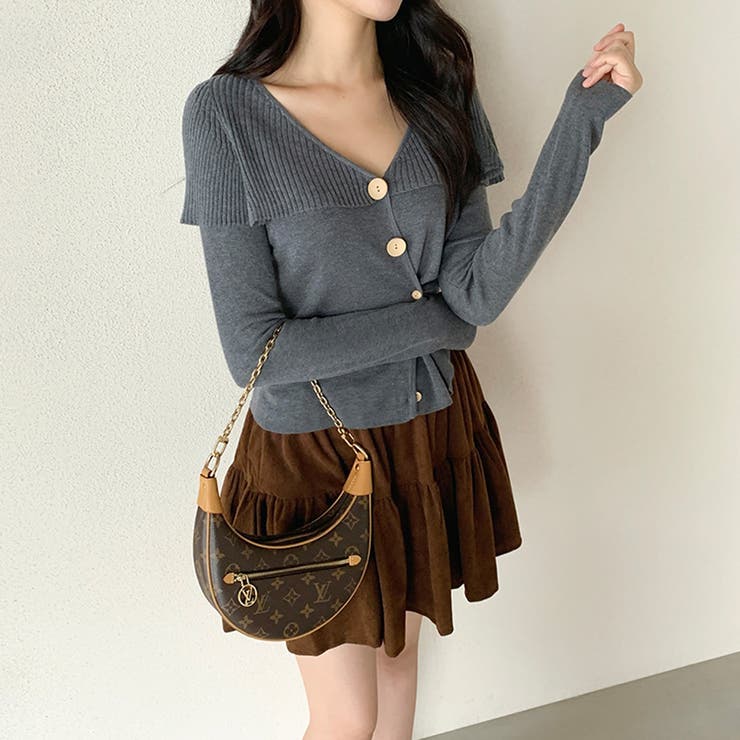 ビッグカラーニット カーディガン アシンメトリーニット | COCOMOMO | 詳細画像3 