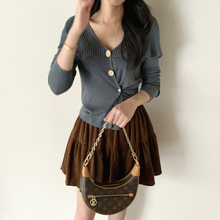 ビッグカラーニット カーディガン アシンメトリーニット | COCOMOMO | 詳細画像4 