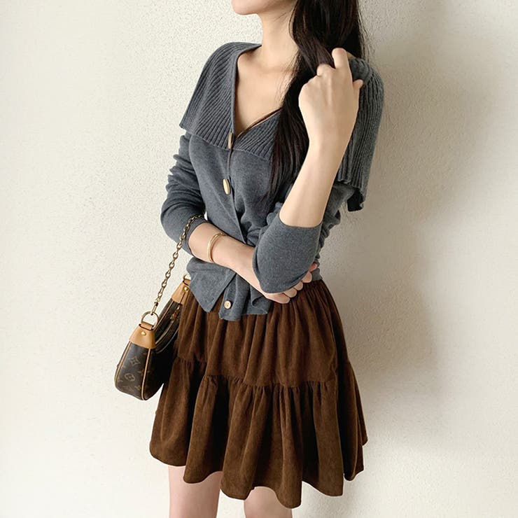 ビッグカラーニット カーディガン アシンメトリーニット | COCOMOMO | 詳細画像5 