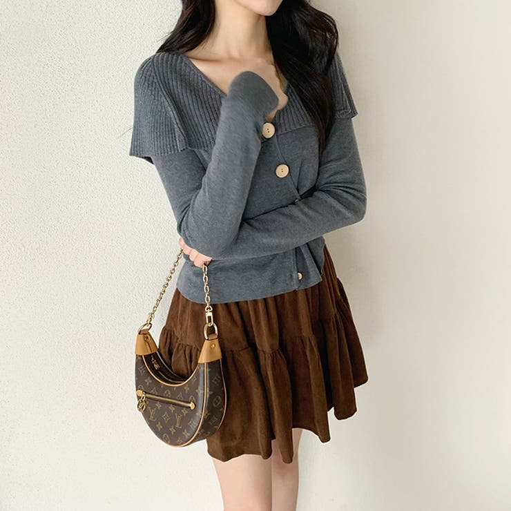 ビッグカラーニット カーディガン アシンメトリーニット | COCOMOMO | 詳細画像7 