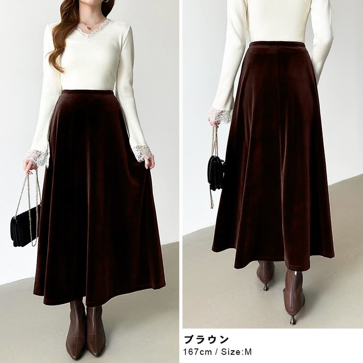 ベロアスカート ロングスカート フレアスカート | COCOMOMO | 詳細画像7 