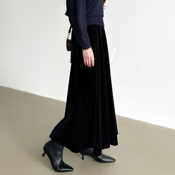 ベロアスカート ロングスカート フレアスカート | COCOMOMO | 詳細画像13 