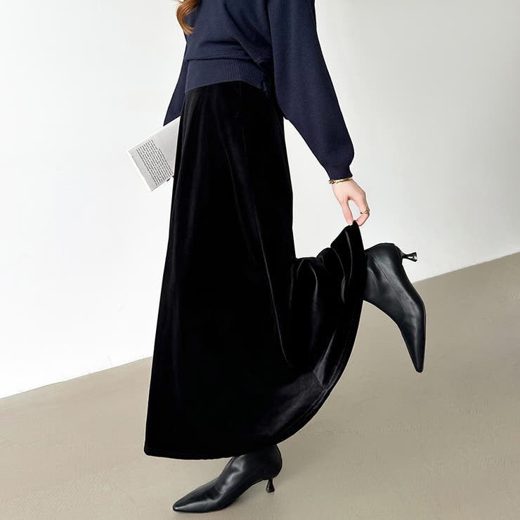 ベロアスカート ロングスカート フレアスカート | COCOMOMO | 詳細画像14 