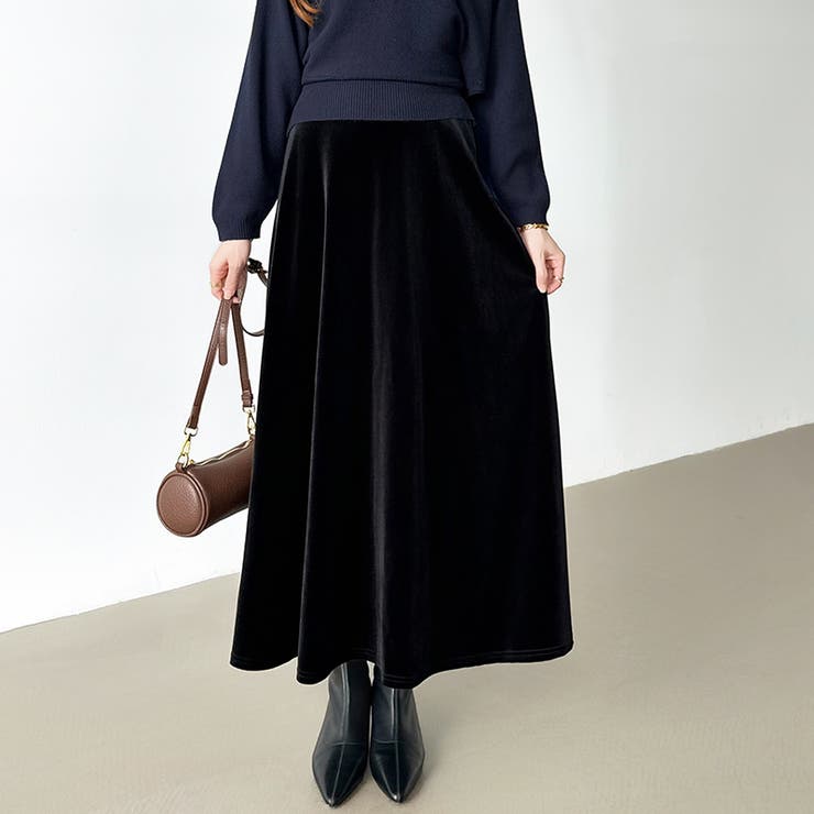 ベロアスカート ロングスカート フレアスカート | COCOMOMO | 詳細画像15 
