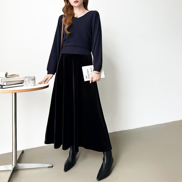 ベロアスカート ロングスカート フレアスカート | COCOMOMO | 詳細画像17 