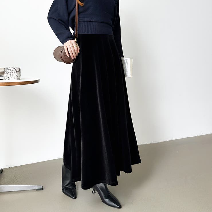 ベロアスカート ロングスカート フレアスカート | COCOMOMO | 詳細画像18 