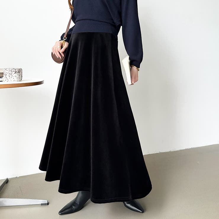ベロアスカート ロングスカート フレアスカート | COCOMOMO | 詳細画像19 