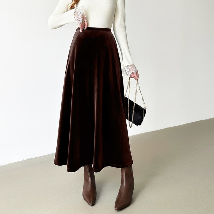 ベロアスカート ロングスカート フレアスカート | COCOMOMO | 詳細画像2 
