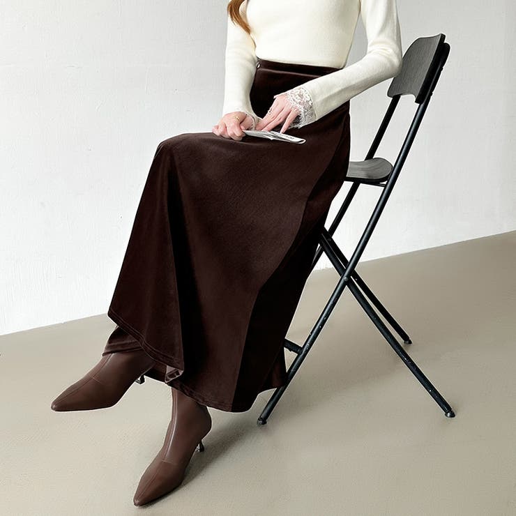 ベロアスカート ロングスカート フレアスカート | COCOMOMO | 詳細画像5 