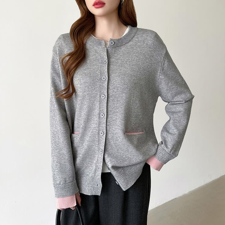 レイヤード風配色カーディガン 配色ニット バイカラーカーディガン | COCOMOMO | 詳細画像11 