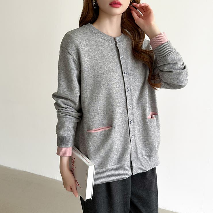 レイヤード風配色カーディガン 配色ニット バイカラーカーディガン | COCOMOMO | 詳細画像12 