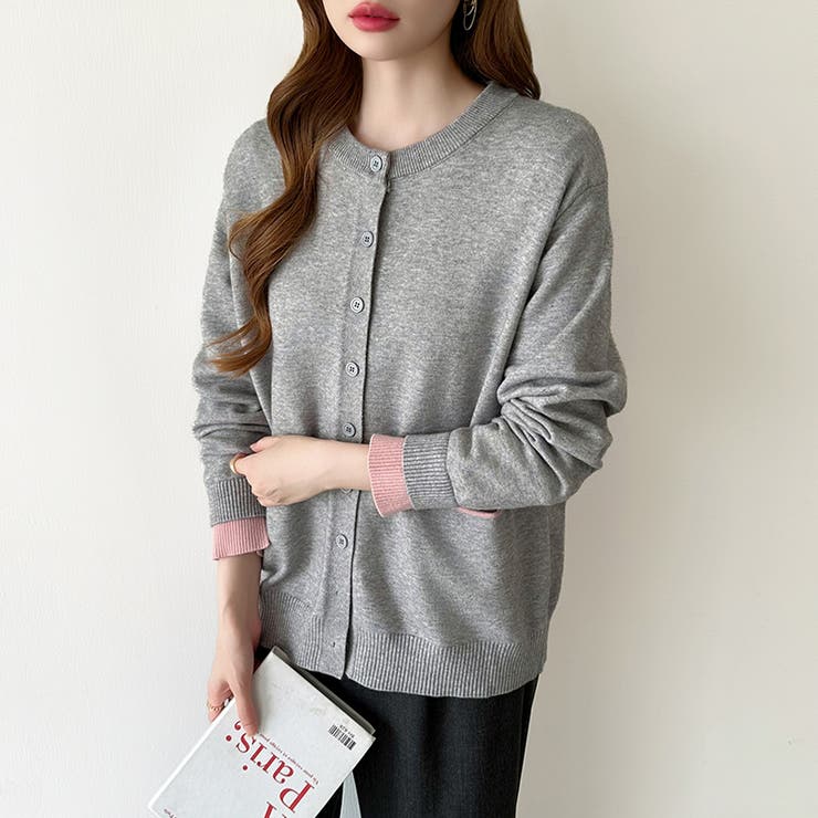 レイヤード風配色カーディガン 配色ニット バイカラーカーディガン | COCOMOMO | 詳細画像13 