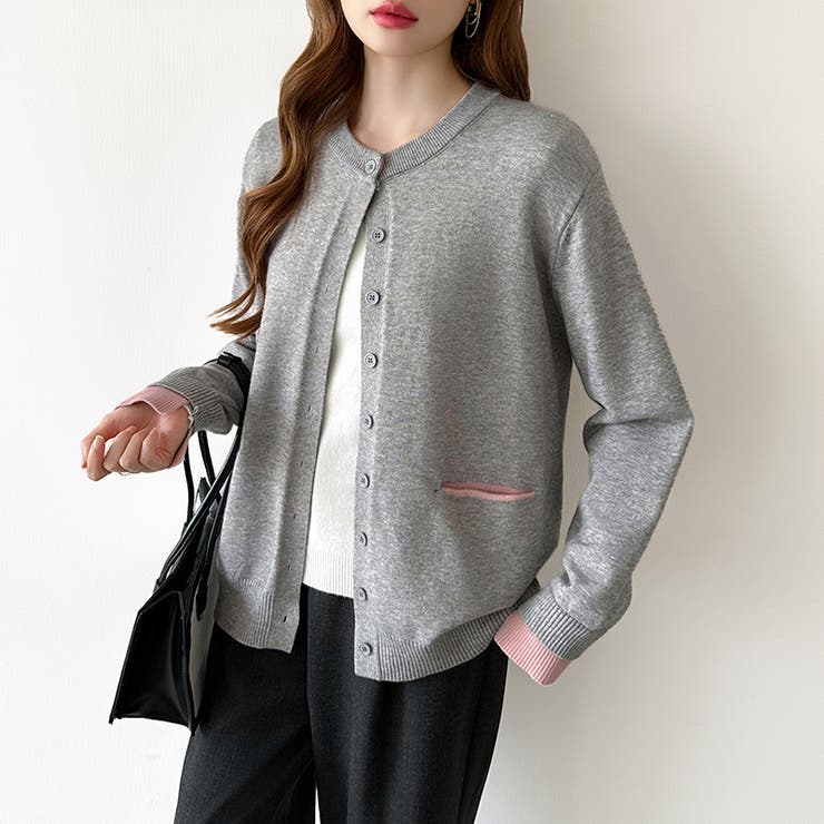 レイヤード風配色カーディガン 配色ニット バイカラーカーディガン | COCOMOMO | 詳細画像14 