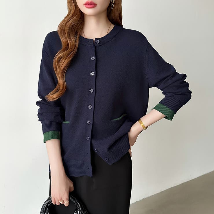 レイヤード風配色カーディガン 配色ニット バイカラーカーディガン | COCOMOMO | 詳細画像27 