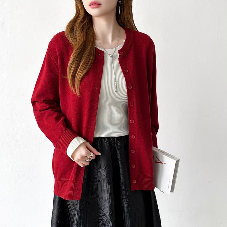 レイヤード風配色カーディガン 配色ニット バイカラーカーディガン | COCOMOMO | 詳細画像30 