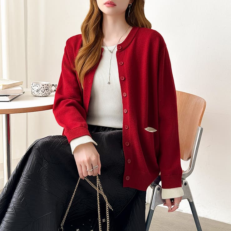 レイヤード風配色カーディガン 配色ニット バイカラーカーディガン | COCOMOMO | 詳細画像34 