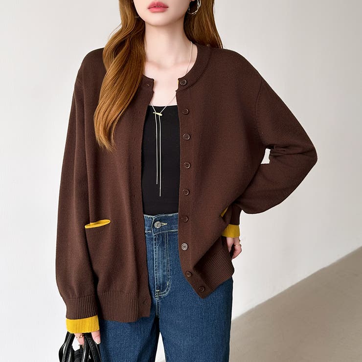 レイヤード風配色カーディガン 配色ニット バイカラーカーディガン | COCOMOMO | 詳細画像38 