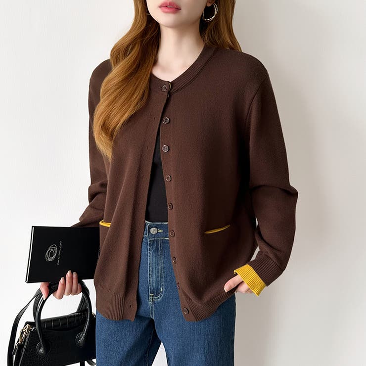 レイヤード風配色カーディガン 配色ニット バイカラーカーディガン | COCOMOMO | 詳細画像39 