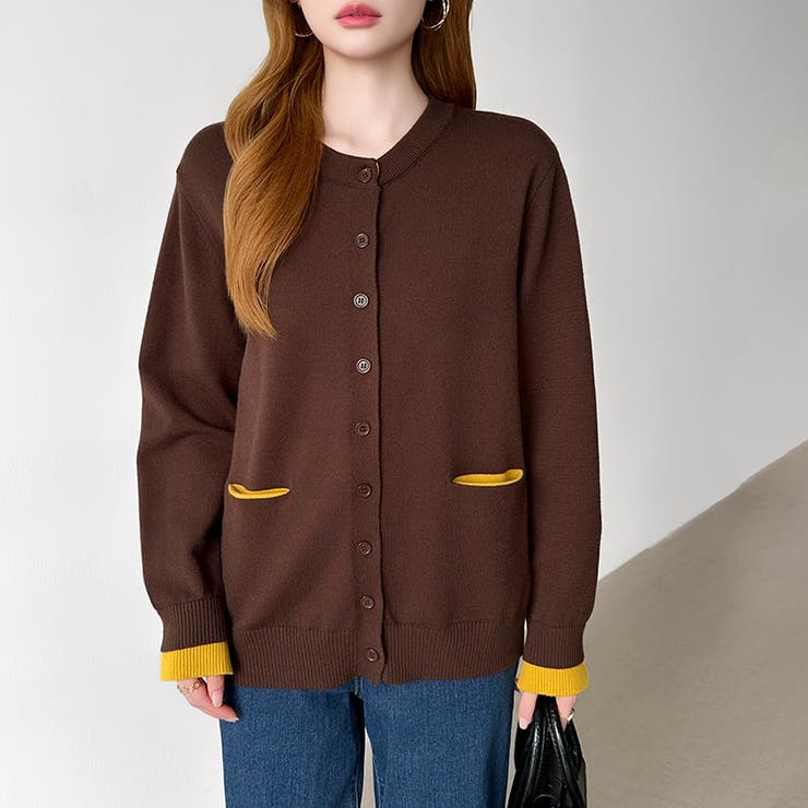 レイヤード風配色カーディガン 配色ニット バイカラーカーディガン | COCOMOMO | 詳細画像40 