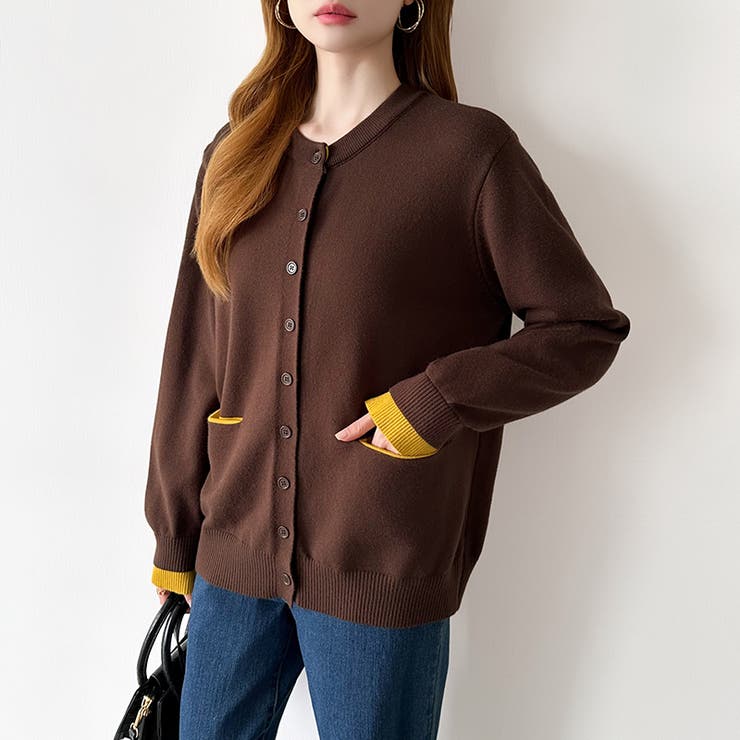 レイヤード風配色カーディガン 配色ニット バイカラーカーディガン | COCOMOMO | 詳細画像41 