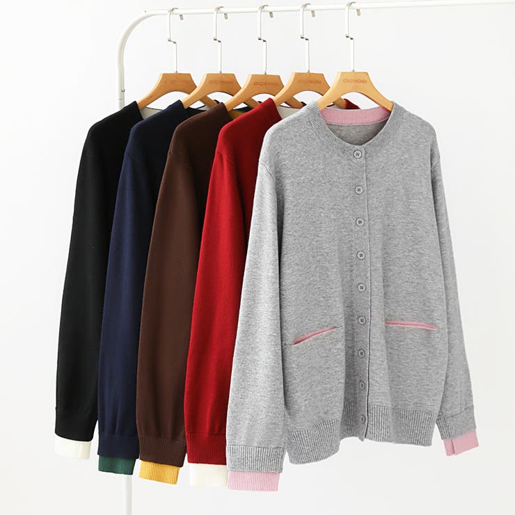 レイヤード風配色カーディガン 配色ニット バイカラーカーディガン | COCOMOMO | 詳細画像45 