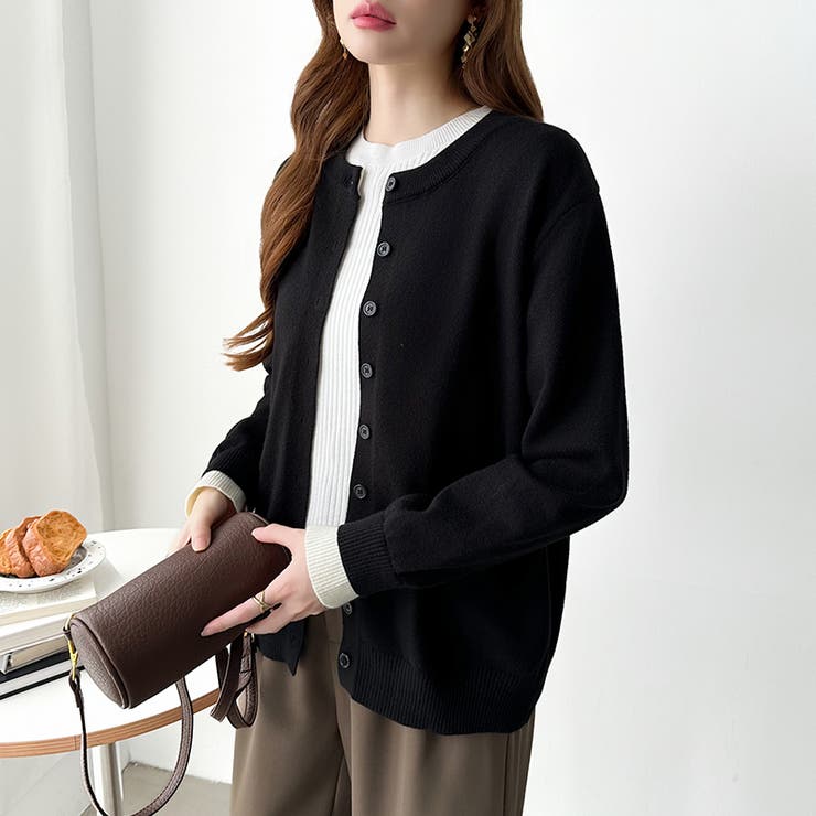 レイヤード風配色カーディガン 配色ニット バイカラーカーディガン | COCOMOMO | 詳細画像9 