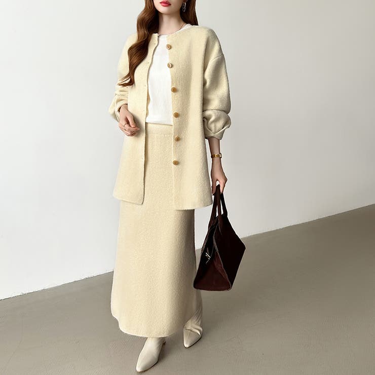 前後2wayセットアップニット ニットカーディガン タイトスカート | COCOMOMO | 詳細画像3 