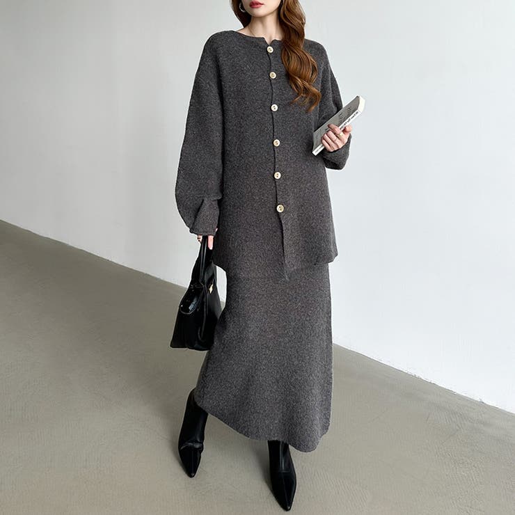 前後2wayセットアップニット ニットカーディガン タイトスカート | COCOMOMO | 詳細画像18 