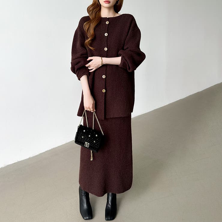 ブラウンファー付きカーディガン・ドレスセット ブラウンファー付きカーディガン・ドレスセット B9819105 最新