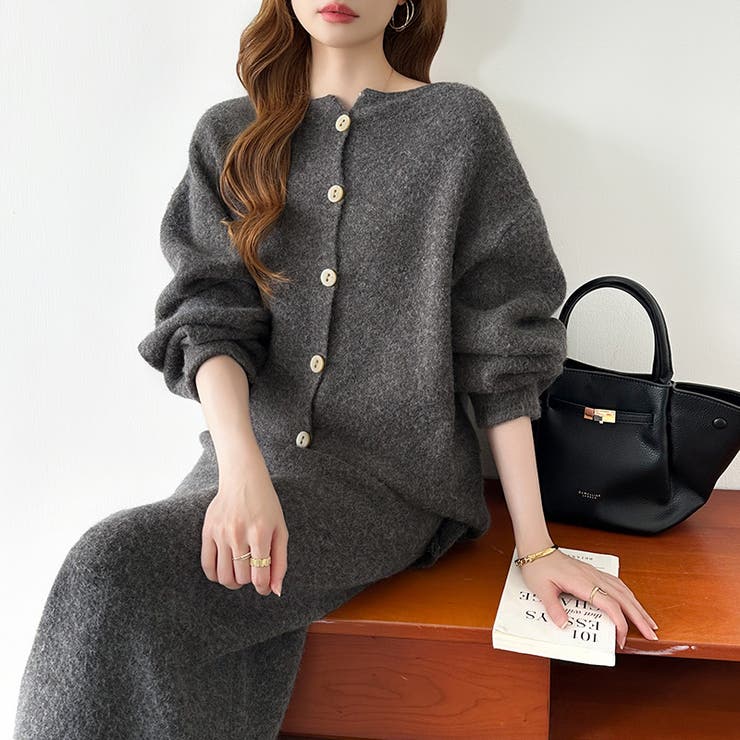 前後2wayセットアップニット ニットカーディガン タイトスカート[品番