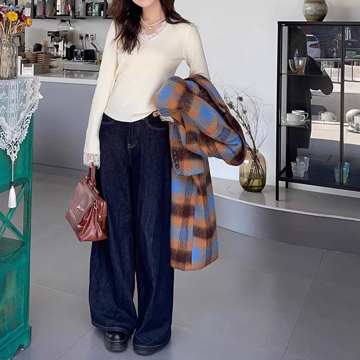 レースニット vネックニット レイヤードトップス | COCOMOMO | 詳細画像5 