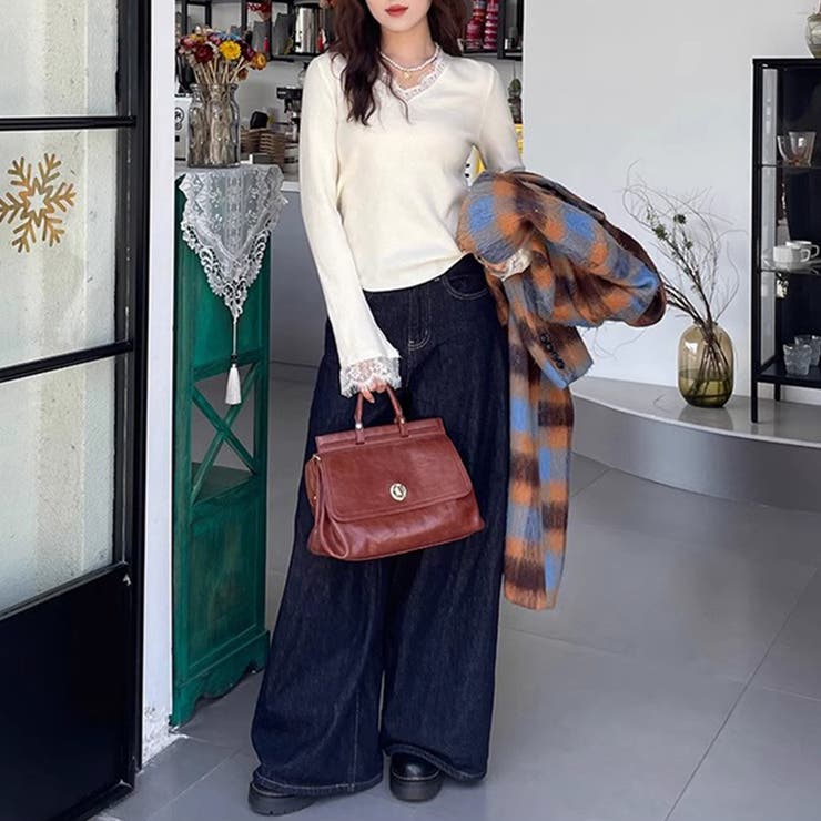 レースニット vネックニット レイヤードトップス | COCOMOMO | 詳細画像6 