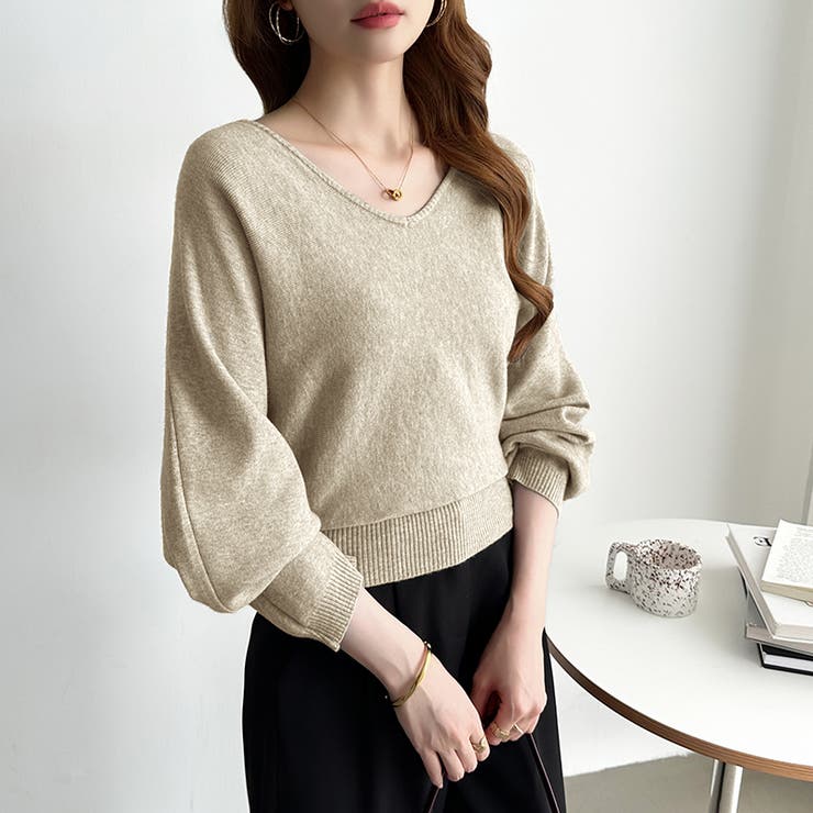 バックリボンニット Vネック ドルマンニット | COCOMOMO | 詳細画像22 