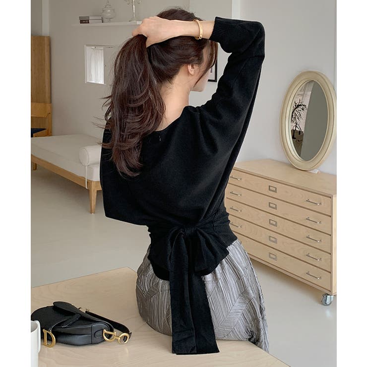 バックリボンニット Vネック ドルマンニット | COCOMOMO | 詳細画像25 