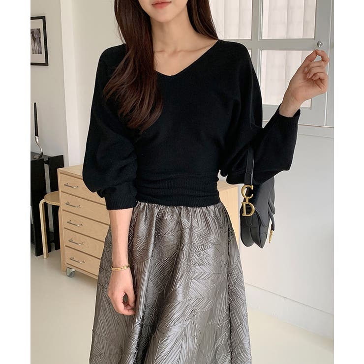 バックリボンニット Vネック ドルマンニット | COCOMOMO | 詳細画像27 