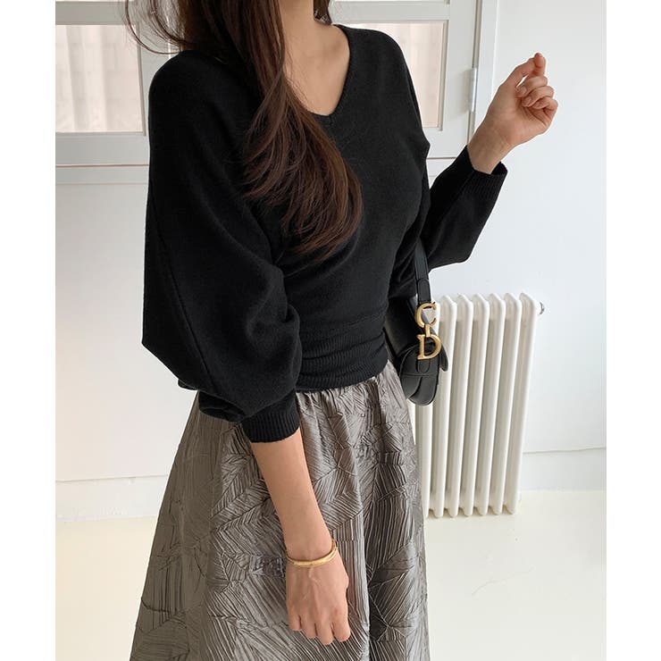 バックリボンニット Vネック ドルマンニット | COCOMOMO | 詳細画像28 