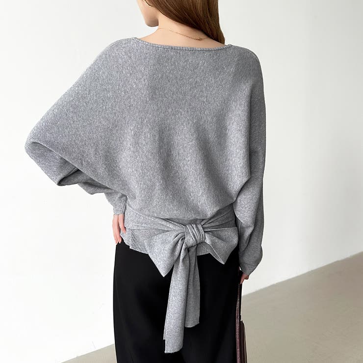 バックリボンニット Vネック ドルマンニット | COCOMOMO | 詳細画像3 