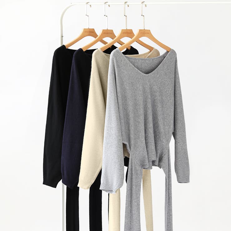 バックリボンニット Vネック ドルマンニット | COCOMOMO | 詳細画像31 